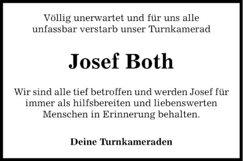  Traueranzeige für Josef Both vom 20.10.2018 aus Fränkische Nachrichten