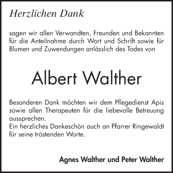 Traueranzeige von Albert Walther von Mannheimer Morgen