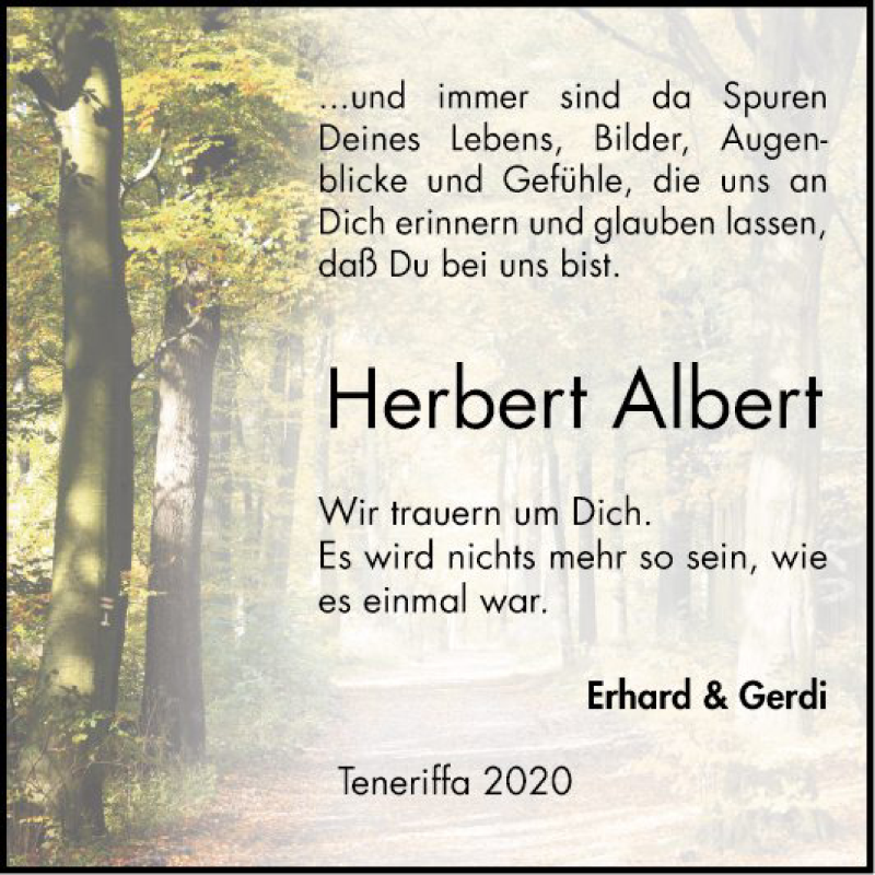  Traueranzeige für Herbert Albert vom 25.01.2020 aus Bergsträßer Anzeiger