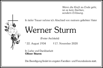 Traueranzeige von Werner Sturm von Schwetzinger Zeitung