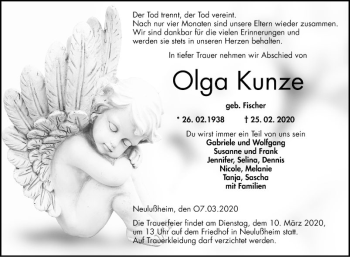 Traueranzeige von Olga Kunze von Schwetzinger Zeitung
