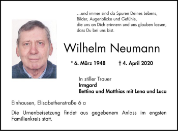 Traueranzeige von Wilhelm Neumann von Bergsträßer Anzeiger
