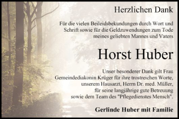 Traueranzeige von Horst Huber von Mannheimer Morgen