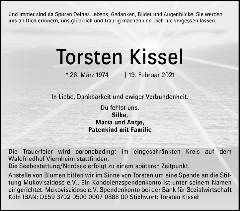  Traueranzeige für Torsten Kissel vom 27.02.2021 aus Mannheimer Morgen