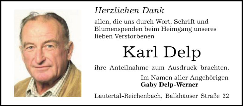  Traueranzeige für Karl Delp vom 20.03.2021 aus Bergsträßer Anzeiger