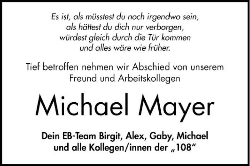  Traueranzeige für Michael Mayer vom 24.07.2021 aus Bergsträßer Anzeiger